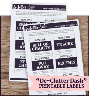 Declutter Dash - printable labels